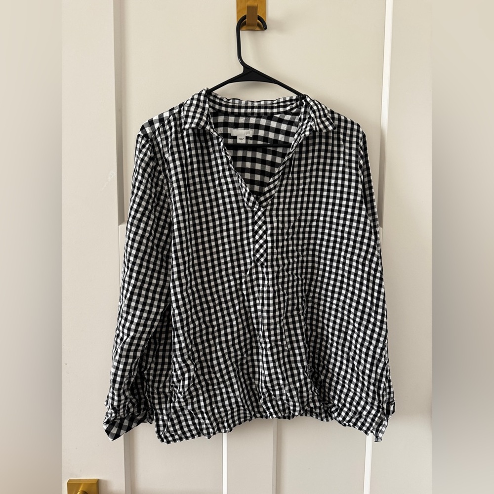 Black and White Checkered Women's Top j Jill gingham
